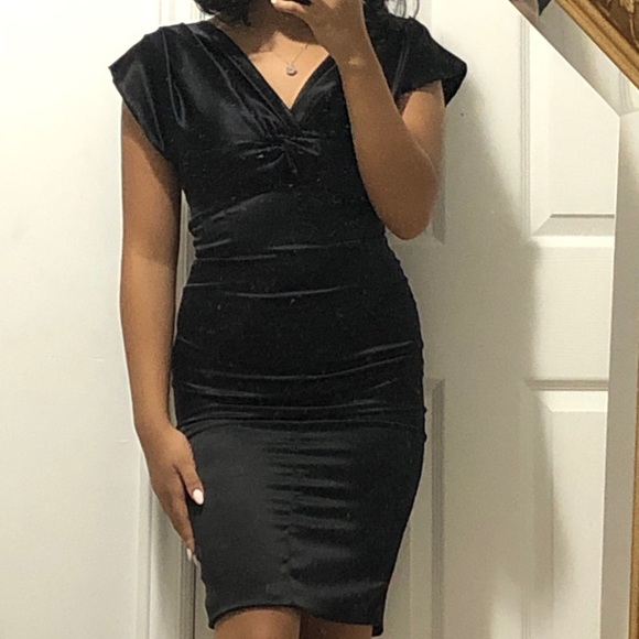 Mini Black Satin Dress - Picture 4 of 5